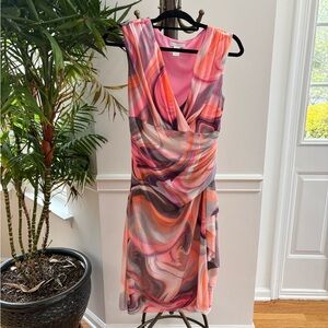 London Times Asymmetrical Pink and Purple Dress